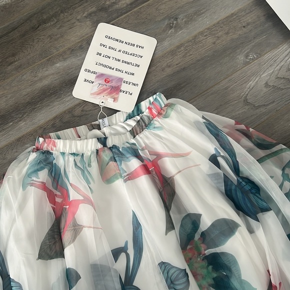 Tropical Floral Watercolor Maxi Skirt - Picture 2 of 4